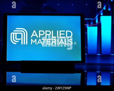 Germany. 03rd Apr, 2024. In this photo illustration, an Applied Materials, Inc logo seen displayed on a tablet. (Photo by Igor Golovniov/SOPA Images/Sipa USA) *** Strictly for editorial news purposes only *** Credit: Sipa USA/Alamy Live News Stock Photo