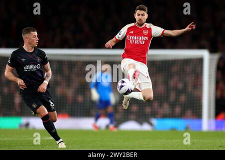 Emirates Stadium, London, UK. 3rd Apr, 2024. Premier League Football, Arsenal versus Luton Town; Jorginho of Arsenal Credit: Action Plus Sports/Alamy Live News Stock Photo