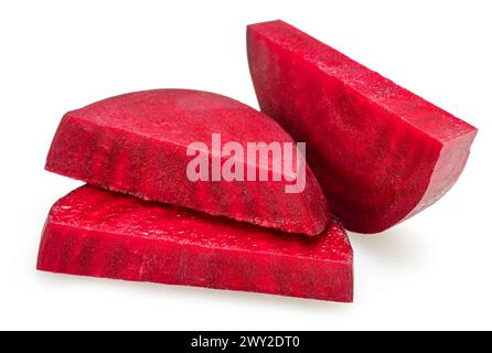Red beetroot slices isolated on white background. Stock Photo
