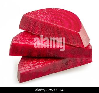 Red beetroot slices isolated on white background. Stock Photo