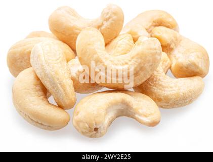 Raw cashew nuts isolated on white background. Stock Photo