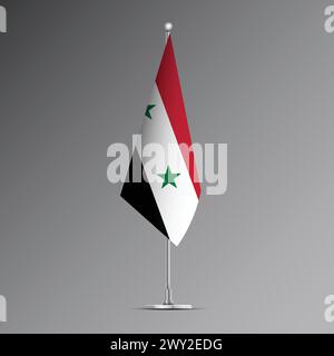 3D realistic flag of Syria on steel pole Stock Vector