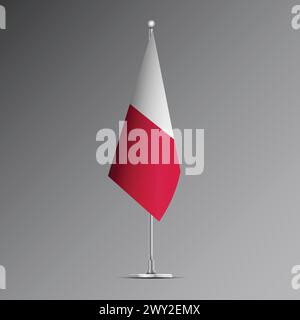 3D realistic flag of Poland on steel pole Stock Vector