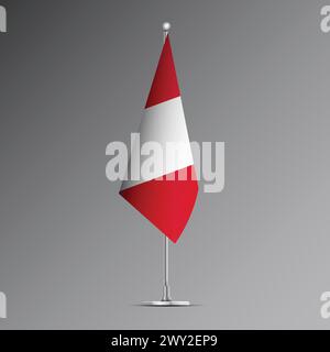 3D realistic flag of Peru on steel pole Stock Vector