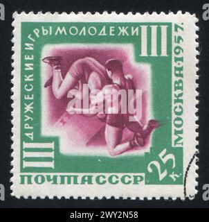 RUSSIA - CIRCA 1957: stamp printed by Russia, shows Wrestling, circa 1957 Stock Photo