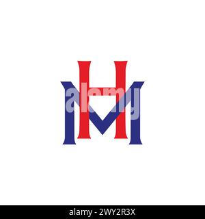 letter mh linked colorful font simple logo vector Stock Vector