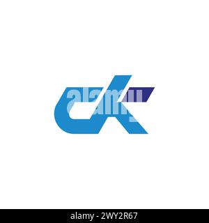 letter dk ribbon blue motion logo vector Stock Vector
