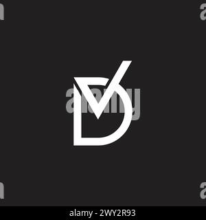 letter vd check mark simple line logo vector Stock Vector