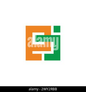 letter pj colorful square geometric simple logo vector Stock Vector