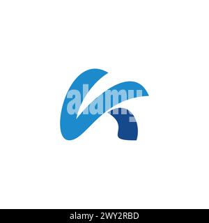 letter vk curves blue logo vector Stock Vector