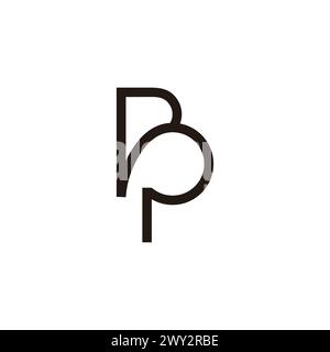 letter pb monoline simple geometric logo vector Stock Vector