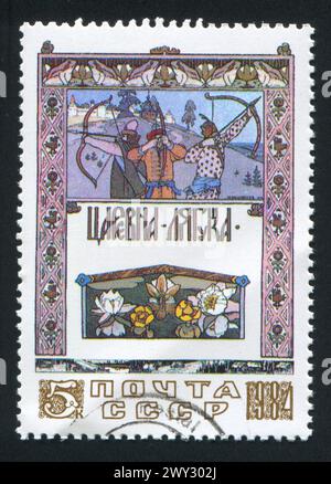 RUSSIA - CIRCA 1984: stamp printed by Russia, shows 3 archers by Ivan Bilibin, circa 1984 Stock Photo