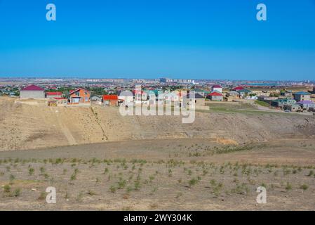 Residential neighborhood at Absheron peninsula in Azerbaijan Stock Photo