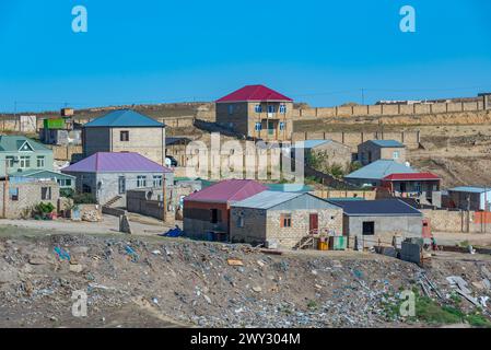 Residential neighborhood at Absheron peninsula in Azerbaijan Stock Photo