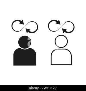 User Feedback Concept Icons. Person with thought process arrows, decision making. Vector illustration. EPS 10. Stock Vector