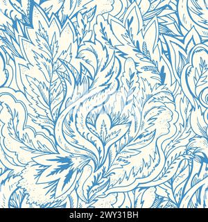 Abstract detailed ornament with organic floral and plant motifs. Baroque seamless pattern. Vector illustration. Stock Vector