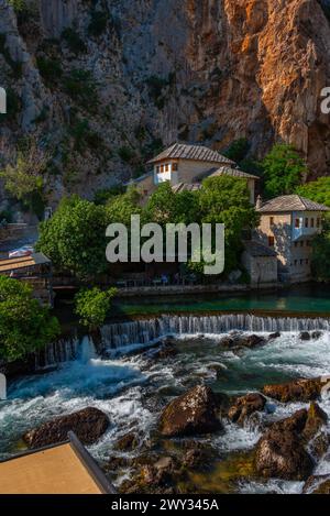 Blagaj Tekke - Historic Sufi monastery built on the cliffs by the water in Bosnia and Herzegovina Stock Photo