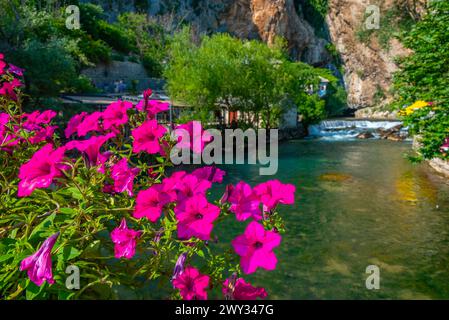 Blagaj Tekke - Historic Sufi monastery built on the cliffs by the water in Bosnia and Herzegovina Stock Photo