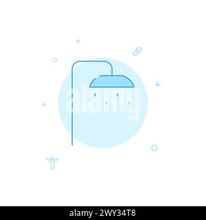 Shower, hygiene vector icon. Flat illustration. Filled line style. Blue monochrome design. Editable stroke. Adjust line weight. Stock Vector