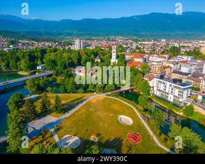 Aerial view of city center of Bihac, Bosnia and Herzegovina Stock Photo