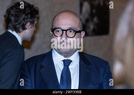 April 3, 2024, Rome, Italy: The Minister of Culture Gennaro Sangiuliano attends the photocall of the opening evening of the 14th edition of ''Rendez-Vous'' at Palazzo Farnese in Rome (Credit Image: © Matteo Nardone/Pacific Press via ZUMA Press Wire) EDITORIAL USAGE ONLY! Not for Commercial USAGE! Stock Photo