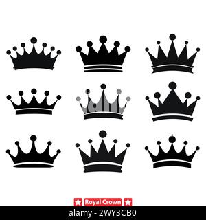 Emblem of Nobility  Intricately Crafted Royal Crown Vector Silhouettes for Grandeur Designs Stock Vector