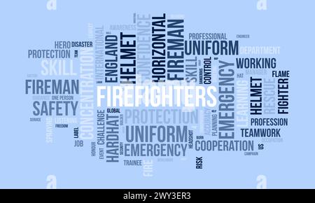 Firefighters Day word cloud template. Career awareness concept vector background. Stock Vector