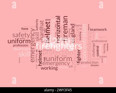Firefighters Day word cloud template. Career awareness concept vector background. Stock Vector