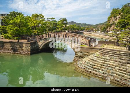 Furobashi Bridge, a stone arch bridge in Wakanoura, Wakayama city, Japan Stock Photo