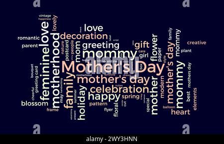 Mother's Day word cloud template. Cultural awareness concept vector background. Stock Vector