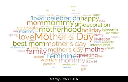 Mother's Day word cloud template. Cultural awareness concept vector background. Stock Vector