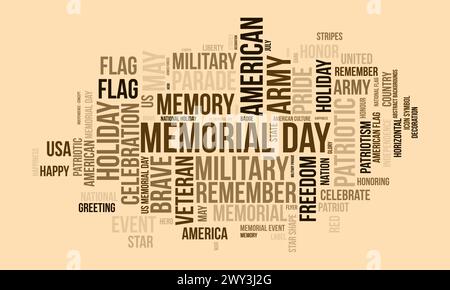 Memorial Day Word Cloud Template. Federal Awareness Concept Vector 