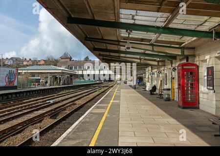 Railway station, Bangor, Wales, Great Britain Stock Photo - Alamy