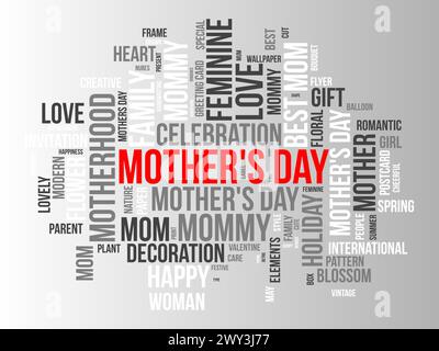 Mother's Day word cloud template. Cultural awareness concept vector background. Stock Vector