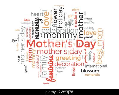 Mother's Day word cloud template. Cultural awareness concept vector background. Stock Vector