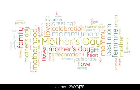 Mother's Day word cloud template. Cultural awareness concept vector background. Stock Vector