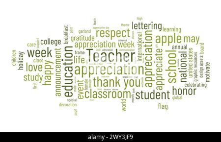 Teacher appreciation word cloud template. Education concept vector background. Stock Vector