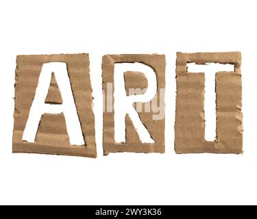 A word 'art' crafted from a cardboard on white background with clipping path Stock Photo