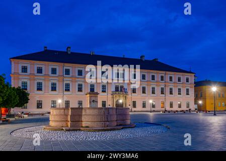 Sunset view of the Holy Trinity square in the old town of Osijek, Croatia Stock Photo