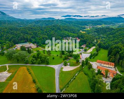 Aerial view of rural countryside in Croatia Stock Photo