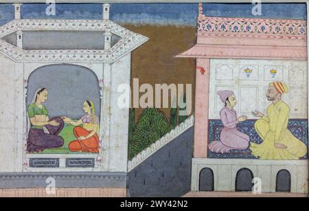 Court scene, 18th century, Bilaspur, Himachal State Museum, Shimla, Himachal Pradesh, India Stock Photo