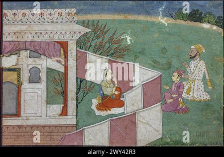 Court scene, 18th century, Bilaspur, Himachal State Museum, Shimla, Himachal Pradesh, India Stock Photo