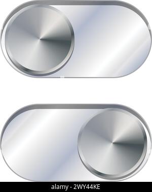 stylish toggle slider selector switch set brushed metal for user interface isolated on transparent background vector Stock Vector