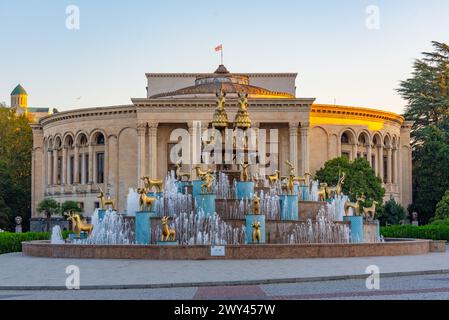 Night view of Meskhishvili Theatre in Kutaisi, Georgia Stock Photo