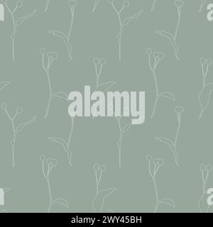Linden outline pattern, branch linden seed silhouettes set. Vector illustration Stock Vector