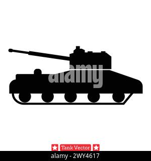 Tank Brigade  Dynamic Set of Vector Silhouettes for Military Artworks Stock Vector