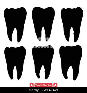 Pearly Whites  Vector Tooth Silhouettes for Dental Projects Stock Vector