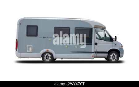 Renault Knaus motorhome side view isolated on white background Stock Photo