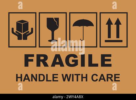 Vector illustration, flat design. Fragile packaging icon Stock Vector ...