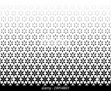 Geometric pattern of black figures on a white background.Seamless in one direction.Option with a Average fade out.Ray method.Two rounded corners Stock Vector